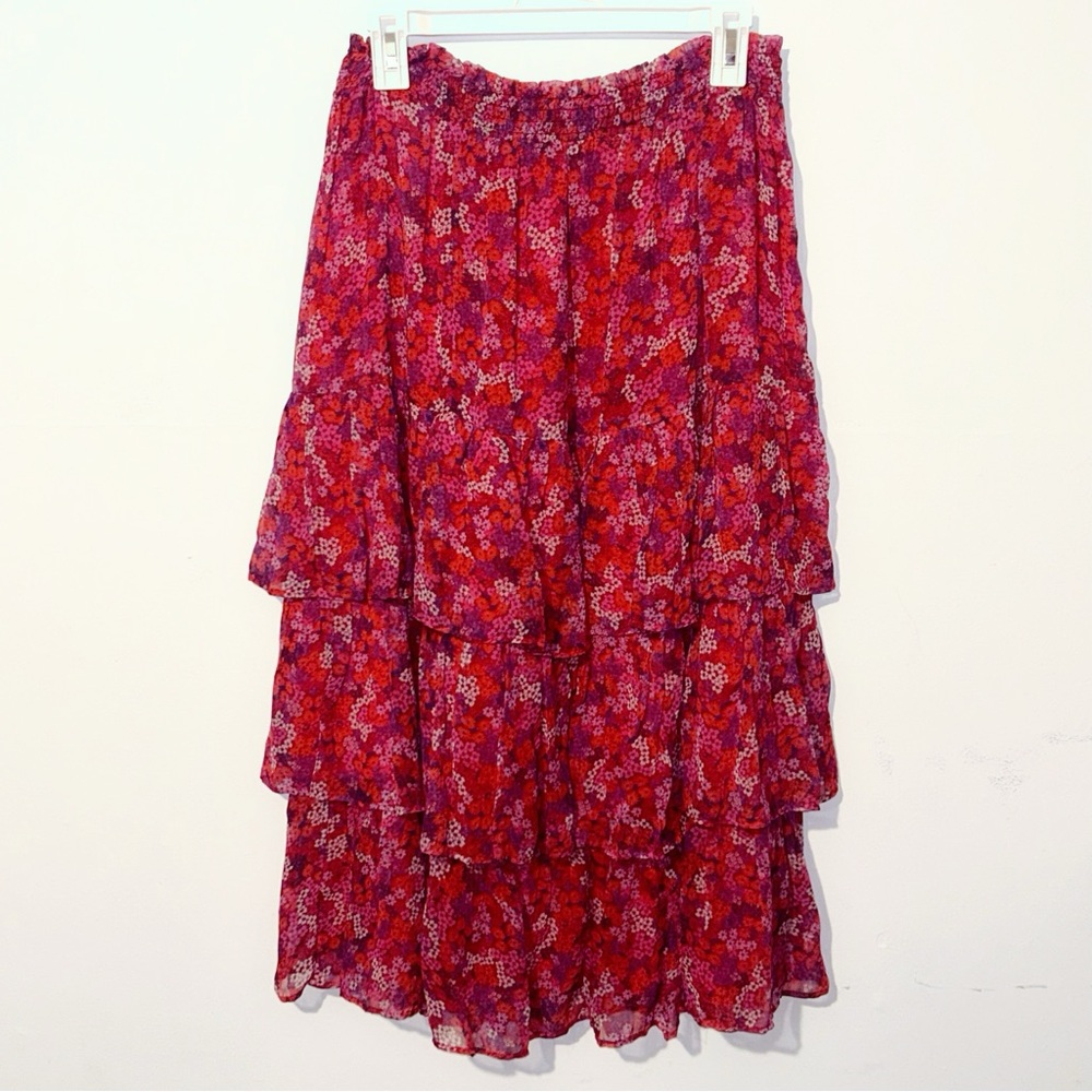 Draper James Floral Tiered Pink Midi Skirt - Picture 3 of 4